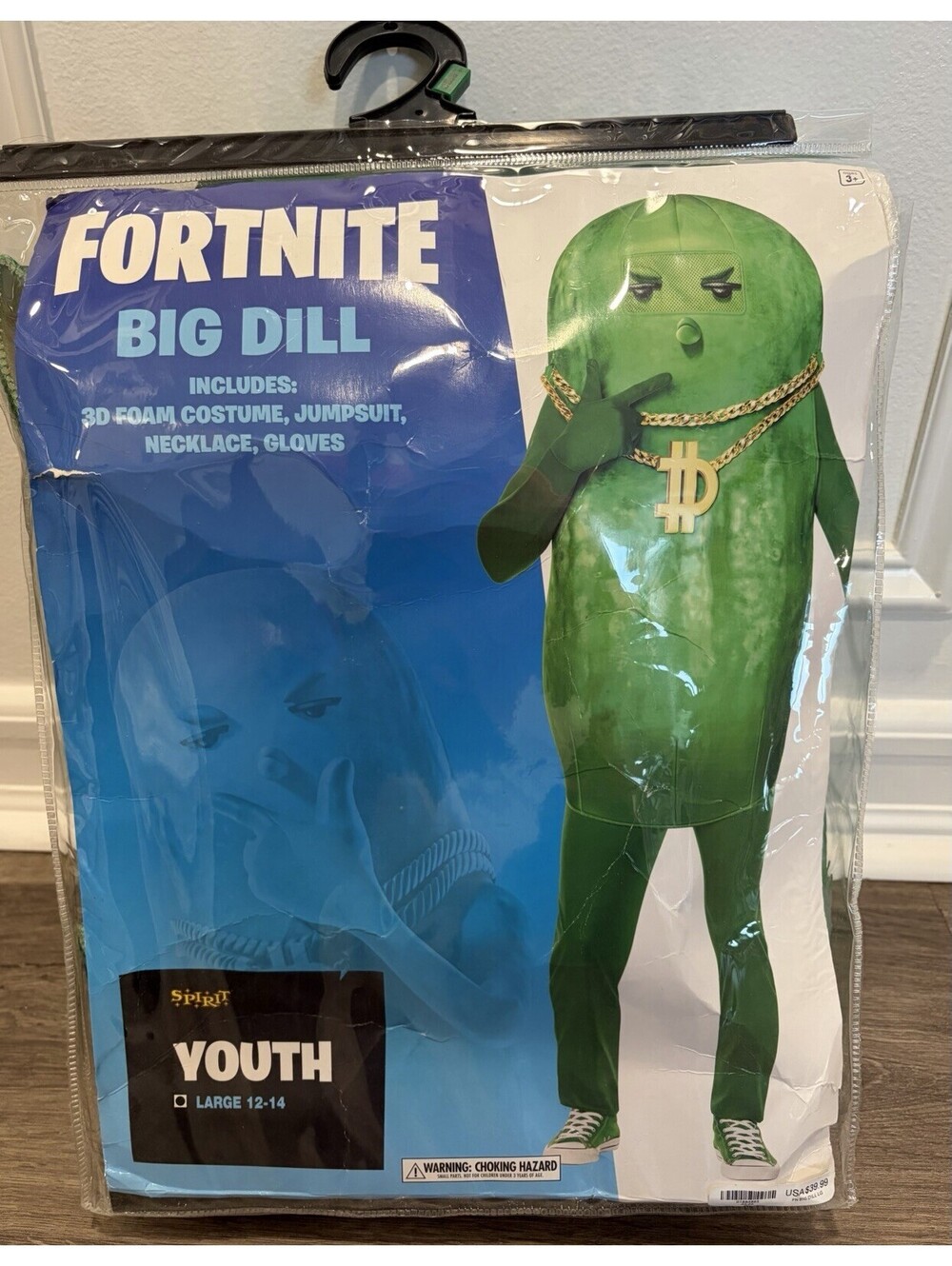 Spirit Halloween Fortnite Big Dill Costume Youth Size Large 12-14